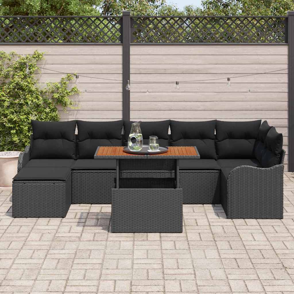 Tuin Sofa Set 8 st Zwart