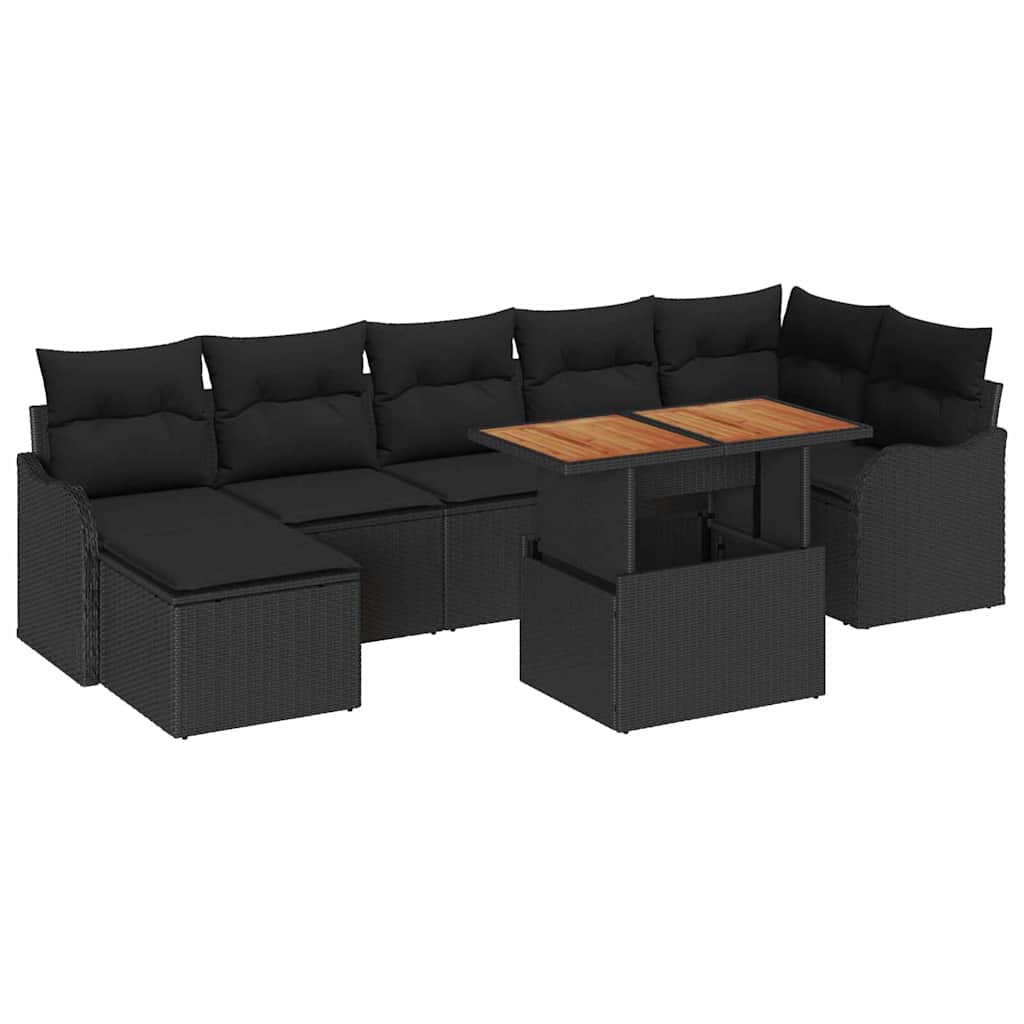 Tuin Sofa Set 8 st Zwart