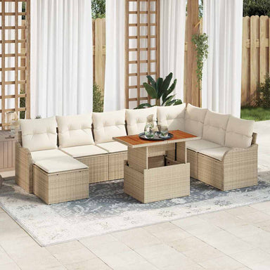 Tuin Sofa Set 9 st beige en crèmekleurig