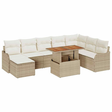 Tuin Sofa Set 9 st beige en crèmekleurig