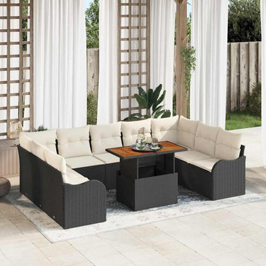 Tuin Sofa Set 10 st 9-Aantal zitplaatsen Zwart en crème