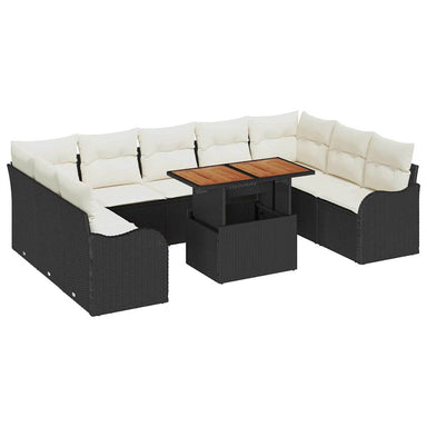 Tuin Sofa Set 10 st 9-Aantal zitplaatsen Zwart en crème