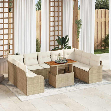 Tuin Sofa Set 10 st 9-Aantal zitplaatsen beige en crèmekleurig