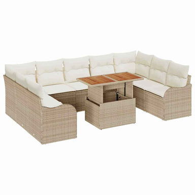 Tuin Sofa Set 10 st 9-Aantal zitplaatsen beige en crèmekleurig