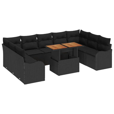 Tuin Sofa Set 10 st 9-Aantal zitplaatsen Zwart
