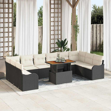 Tuin Sofa Set 11 st 10-Aantal zitplaatsen Zwart en crème