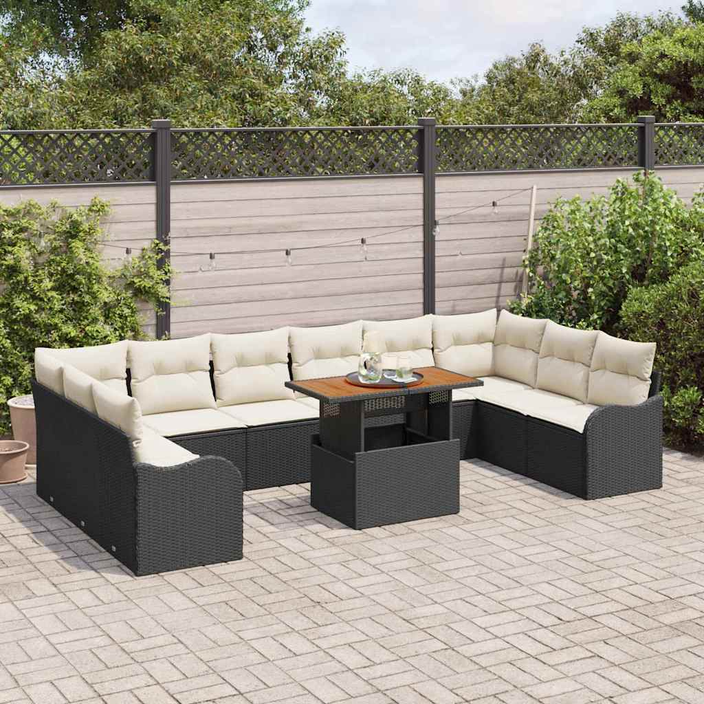 Tuin Sofa Set 11 st 10-Aantal zitplaatsen Zwart en crème