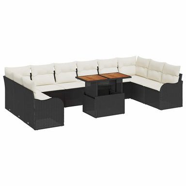 Tuin Sofa Set 11 st 10-Aantal zitplaatsen Zwart en crème