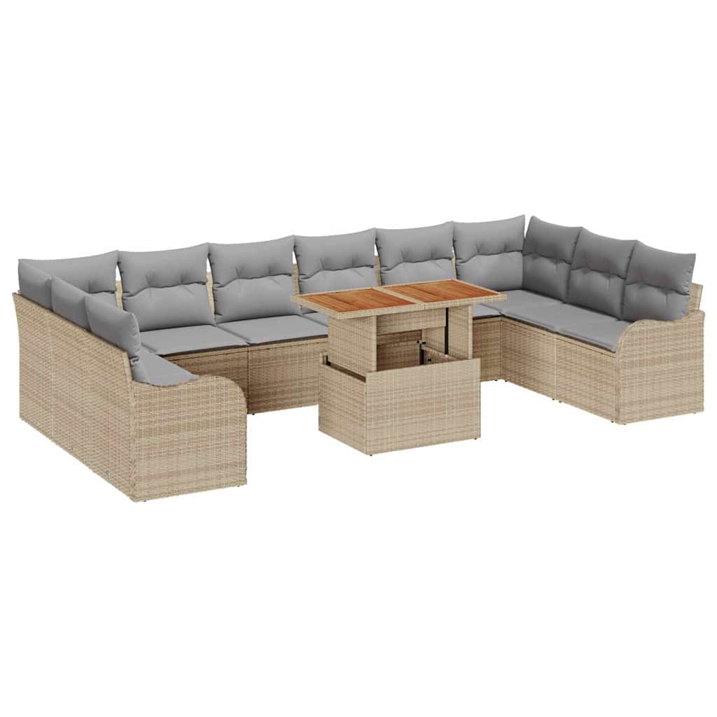 Tuin Sofa Set 11 st 10-Aantal zitplaatsen beige en lichtgrijs