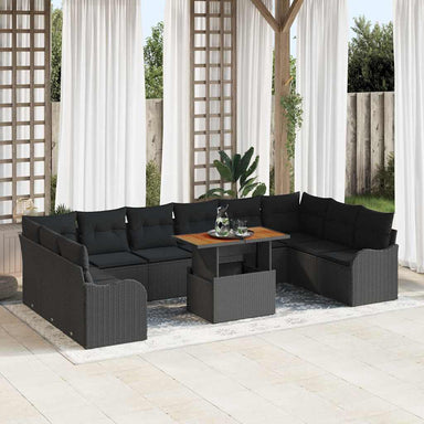 Tuin Sofa Set 11 st 10-Aantal zitplaatsen Zwart