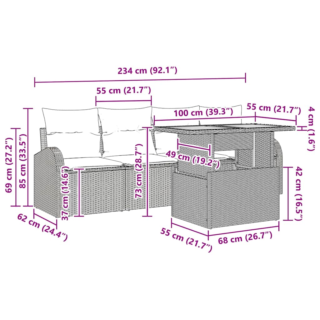 Tuin Sofa Set 5 st Grijs