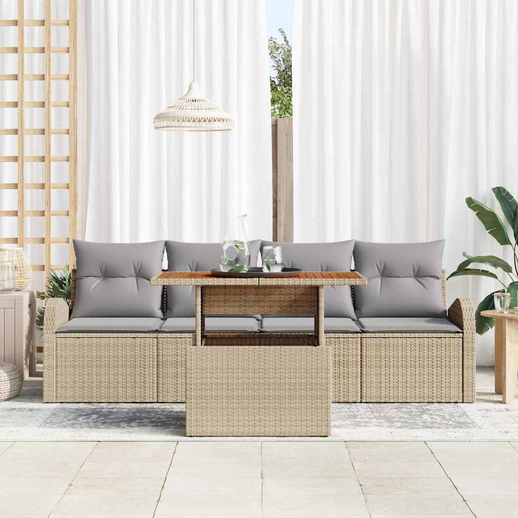 Tuin Sofa Set 5 st beige en lichtgrijs