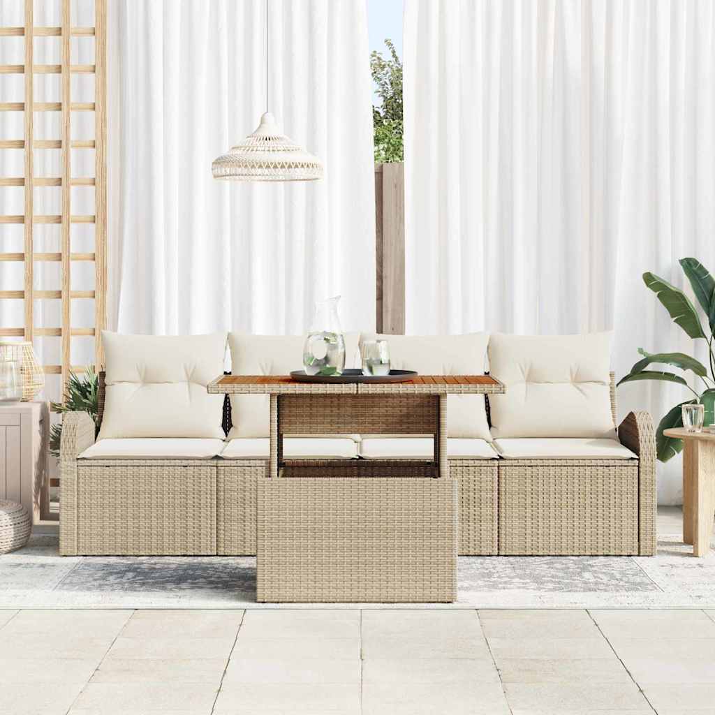 Tuin Sofa Set 5 st beige en crèmekleurig