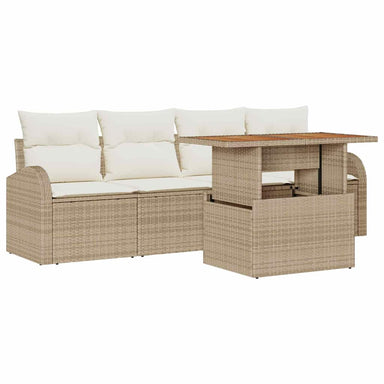 Tuin Sofa Set 5 st beige en crèmekleurig