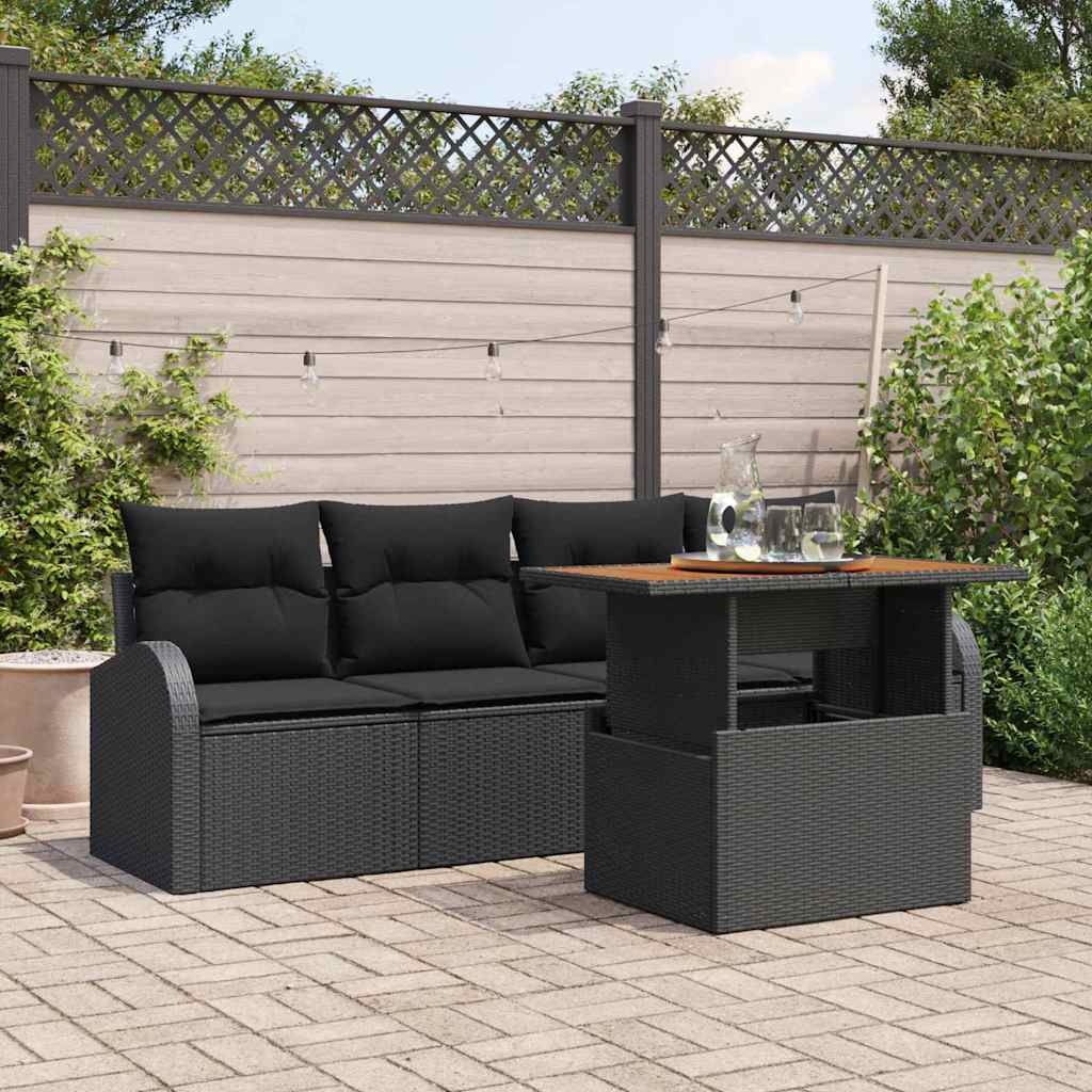 Tuin Sofa Set 5 st Zwart