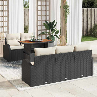 Tuin Sofa Set 6 st Zwart en crème