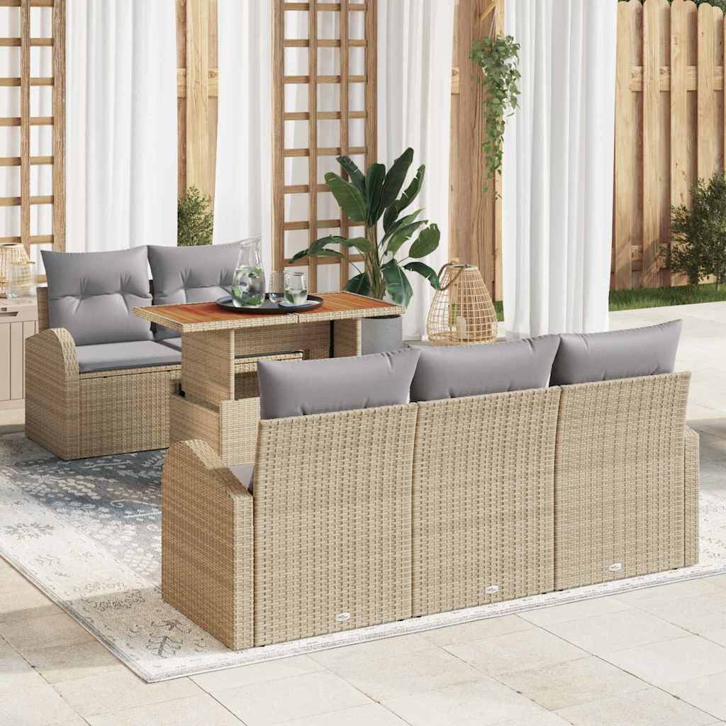 Tuin Sofa Set 6 st beige en lichtgrijs