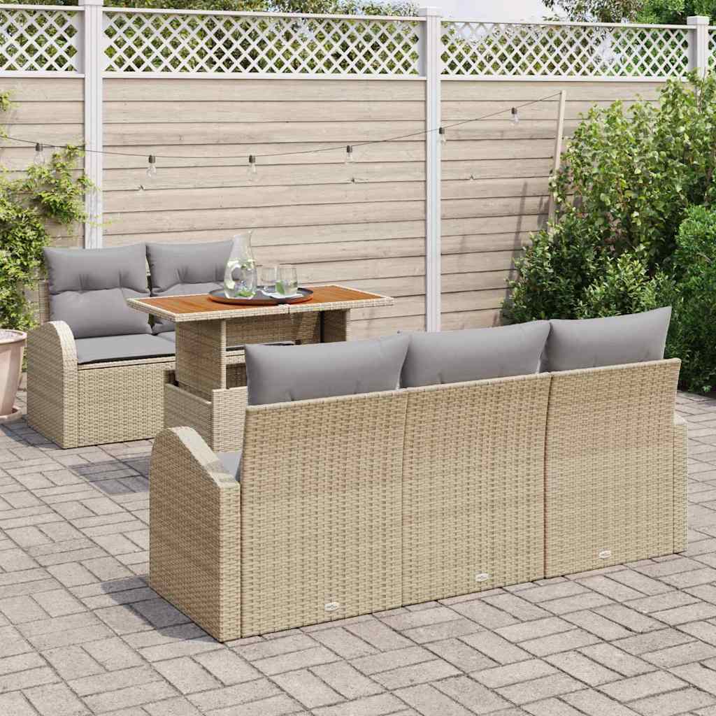 Tuin Sofa Set 6 st beige en lichtgrijs