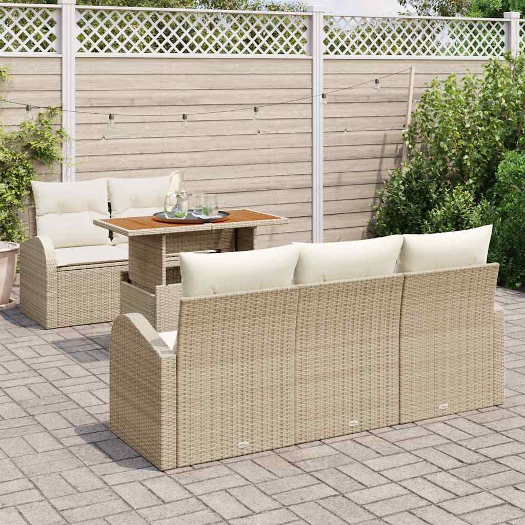 Tuin Sofa Set 6 st beige en crèmekleurig