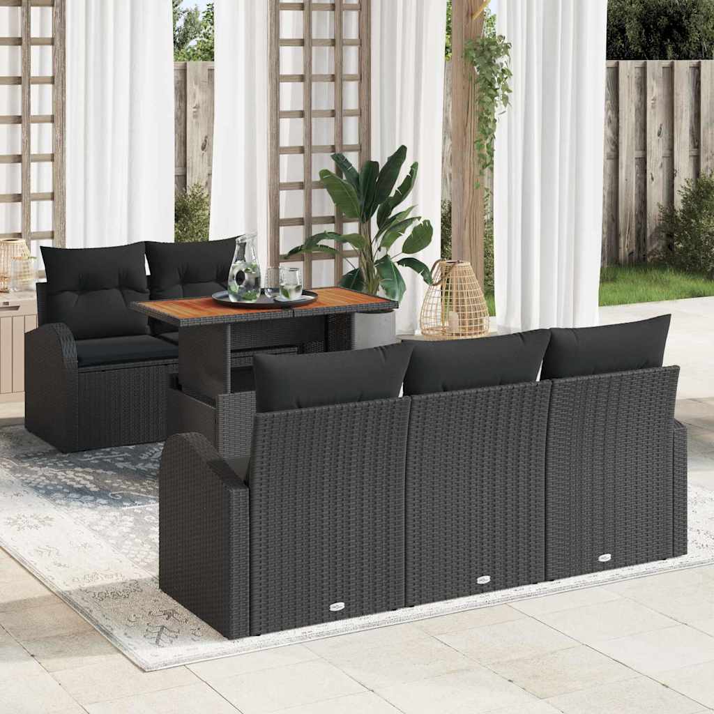 Tuin Sofa Set 6 st Zwart
