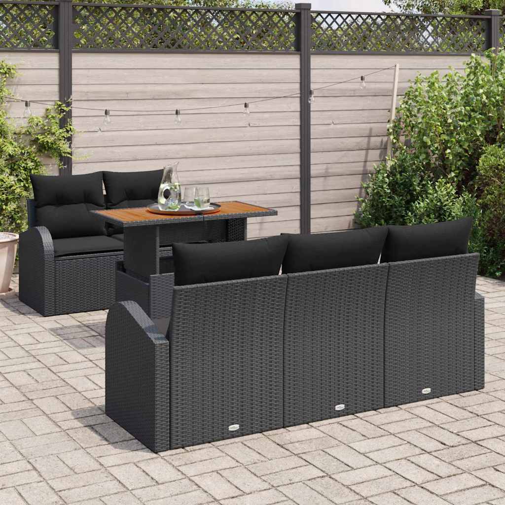 Tuin Sofa Set 6 st Zwart