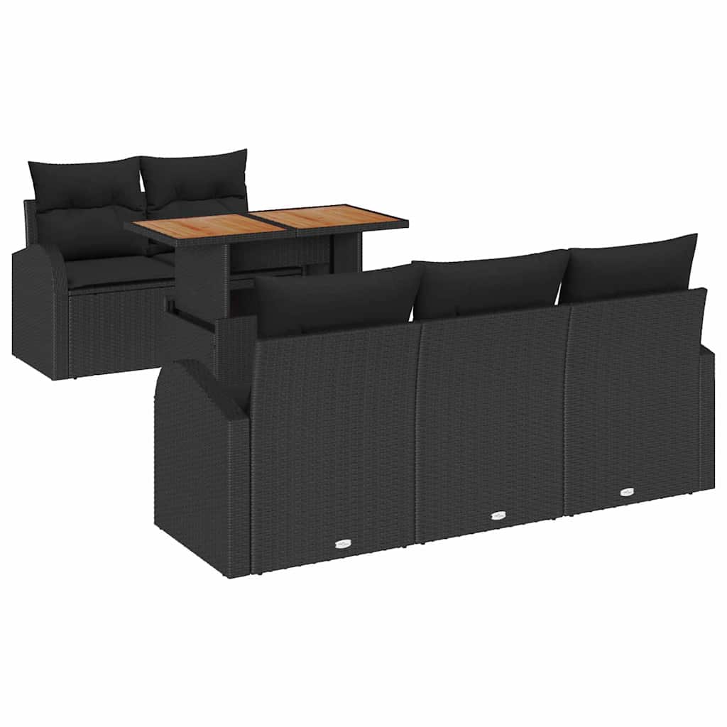 Tuin Sofa Set 6 st Zwart