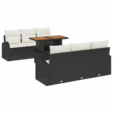 Tuin Sofa Set 7 st Zwart en crème