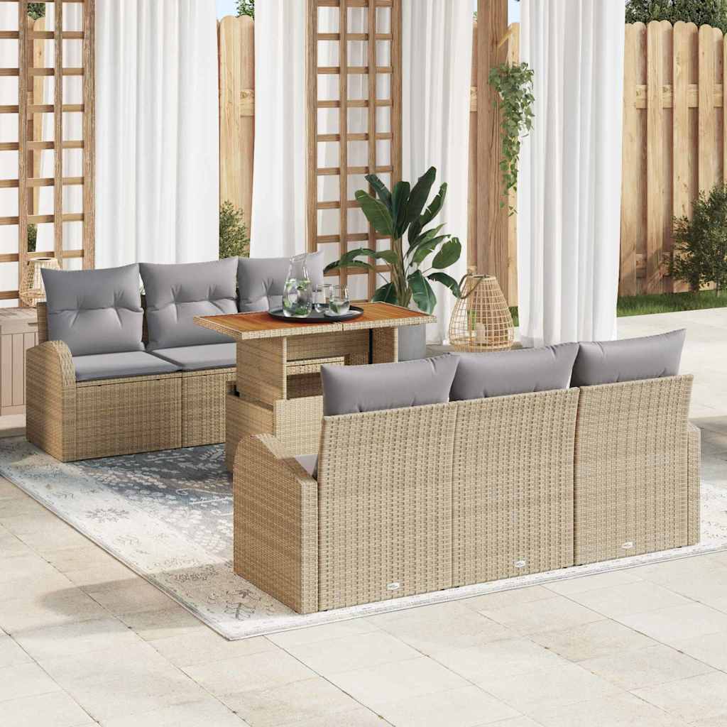Tuin Sofa Set 7 st beige en lichtgrijs