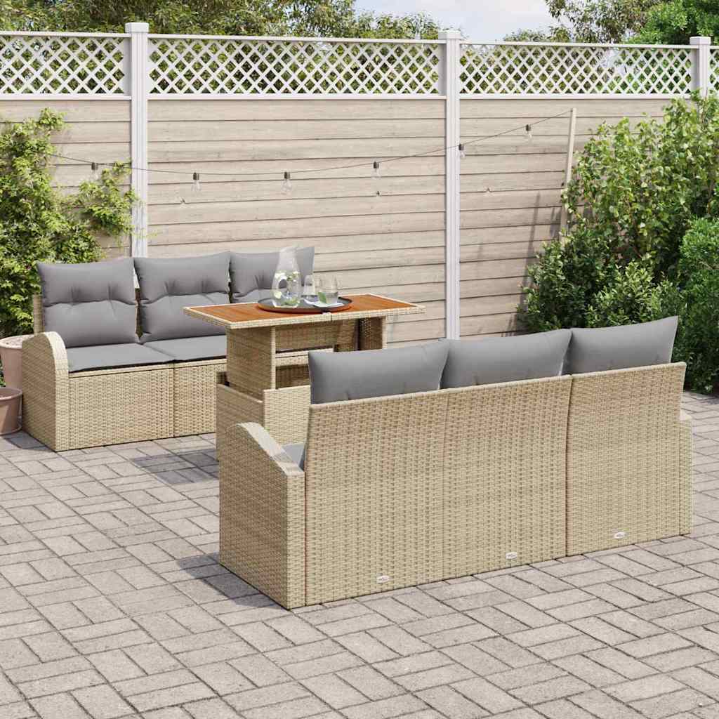 Tuin Sofa Set 7 st beige en lichtgrijs
