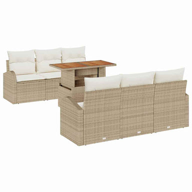 Tuin Sofa Set 7 st beige en crèmekleurig