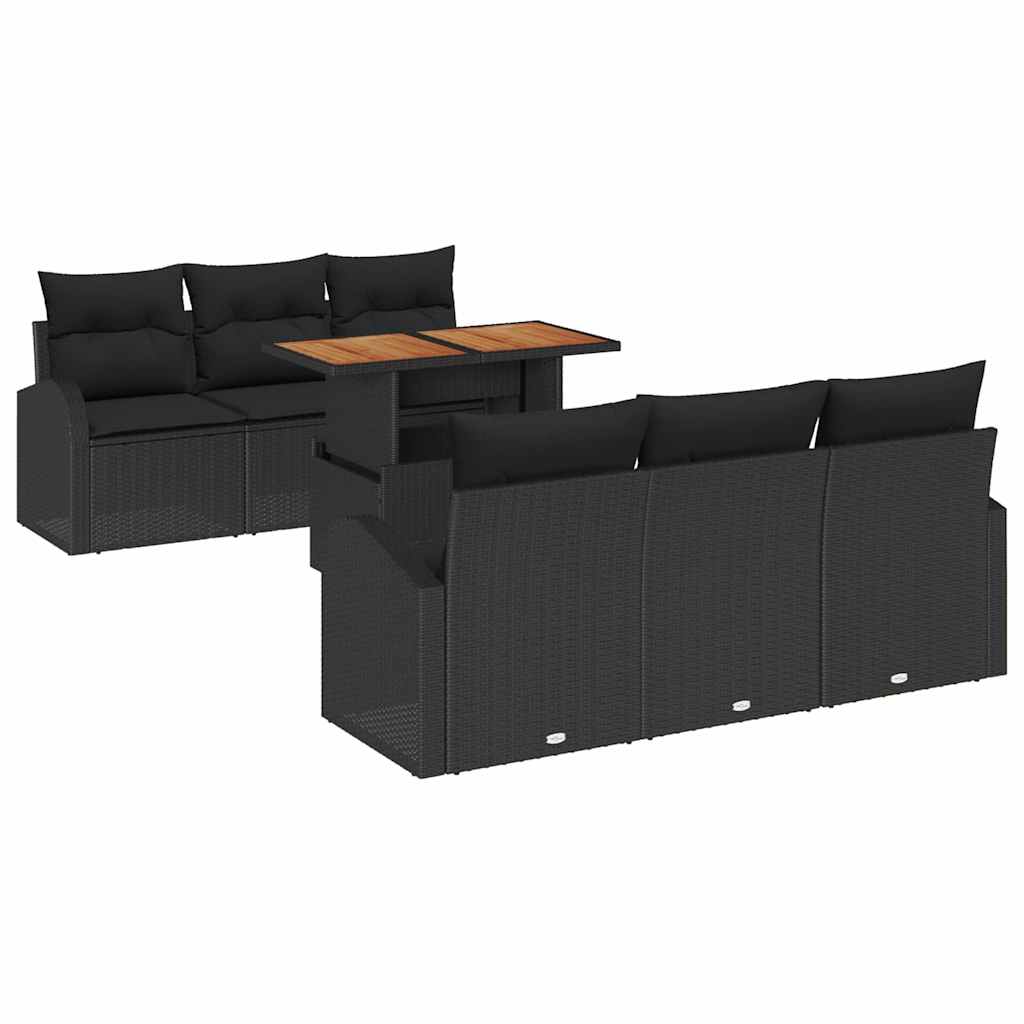Tuin Sofa Set 7 st Zwart