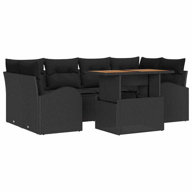 Tuin Sofa Set 7 st Zwart