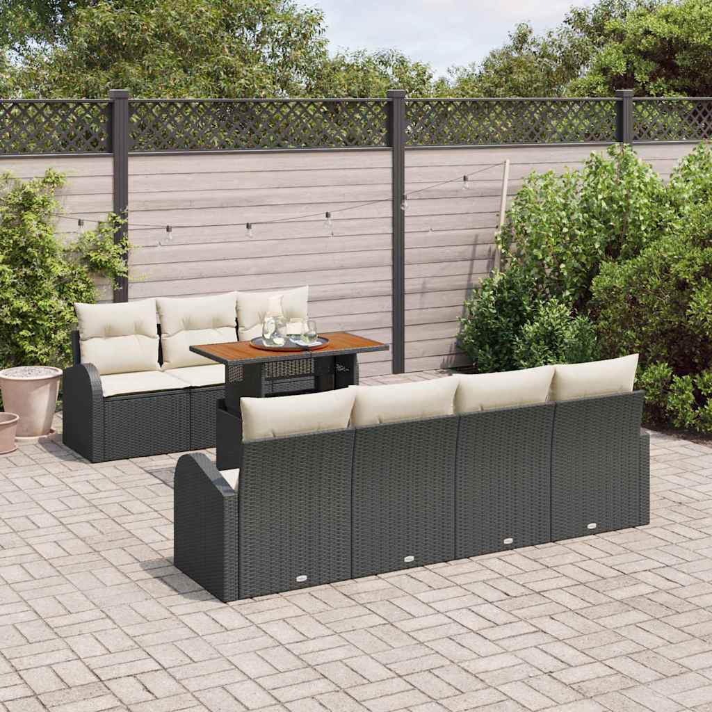 Tuin Sofa Set 8 st Zwart en crème