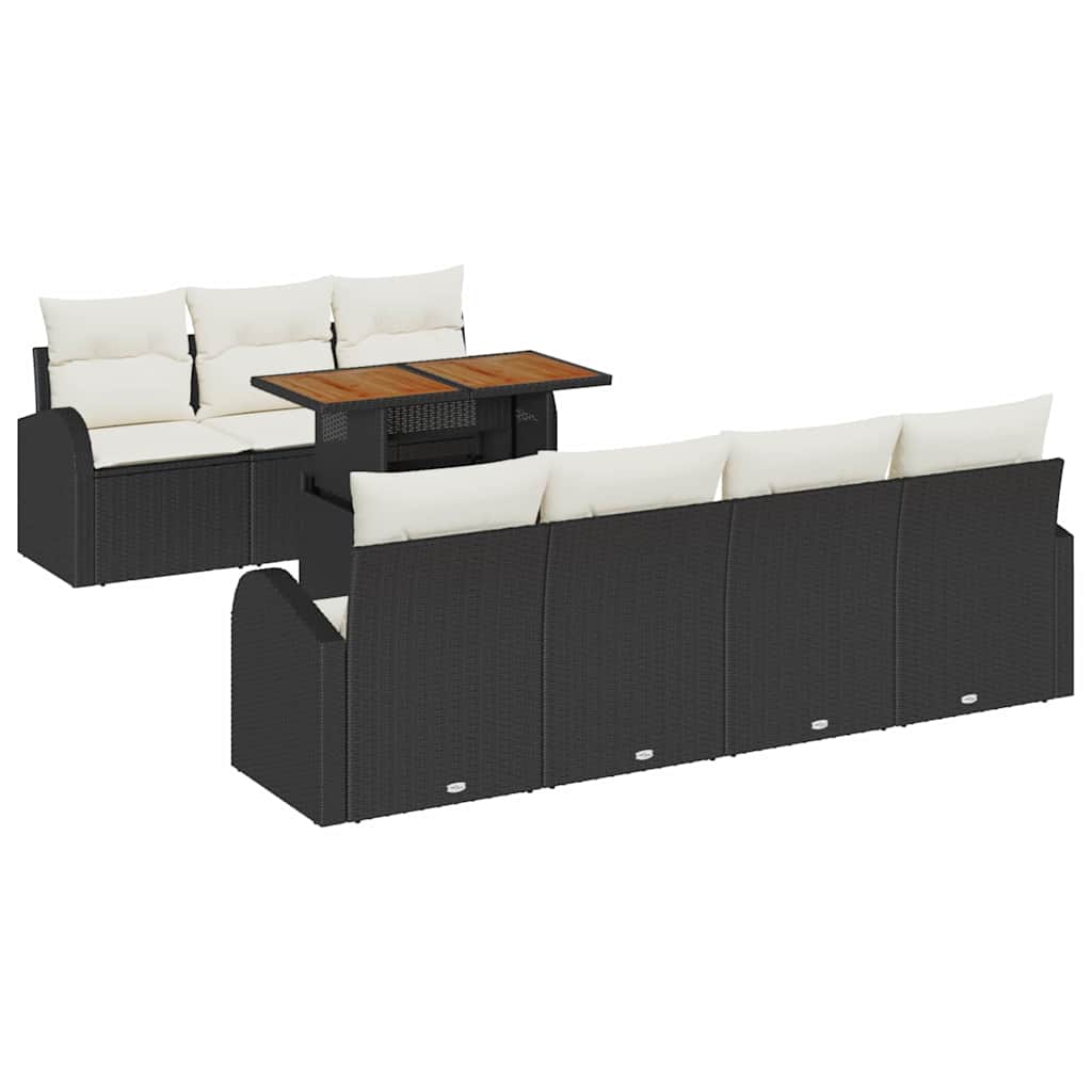 Tuin Sofa Set 8 st Zwart en crème