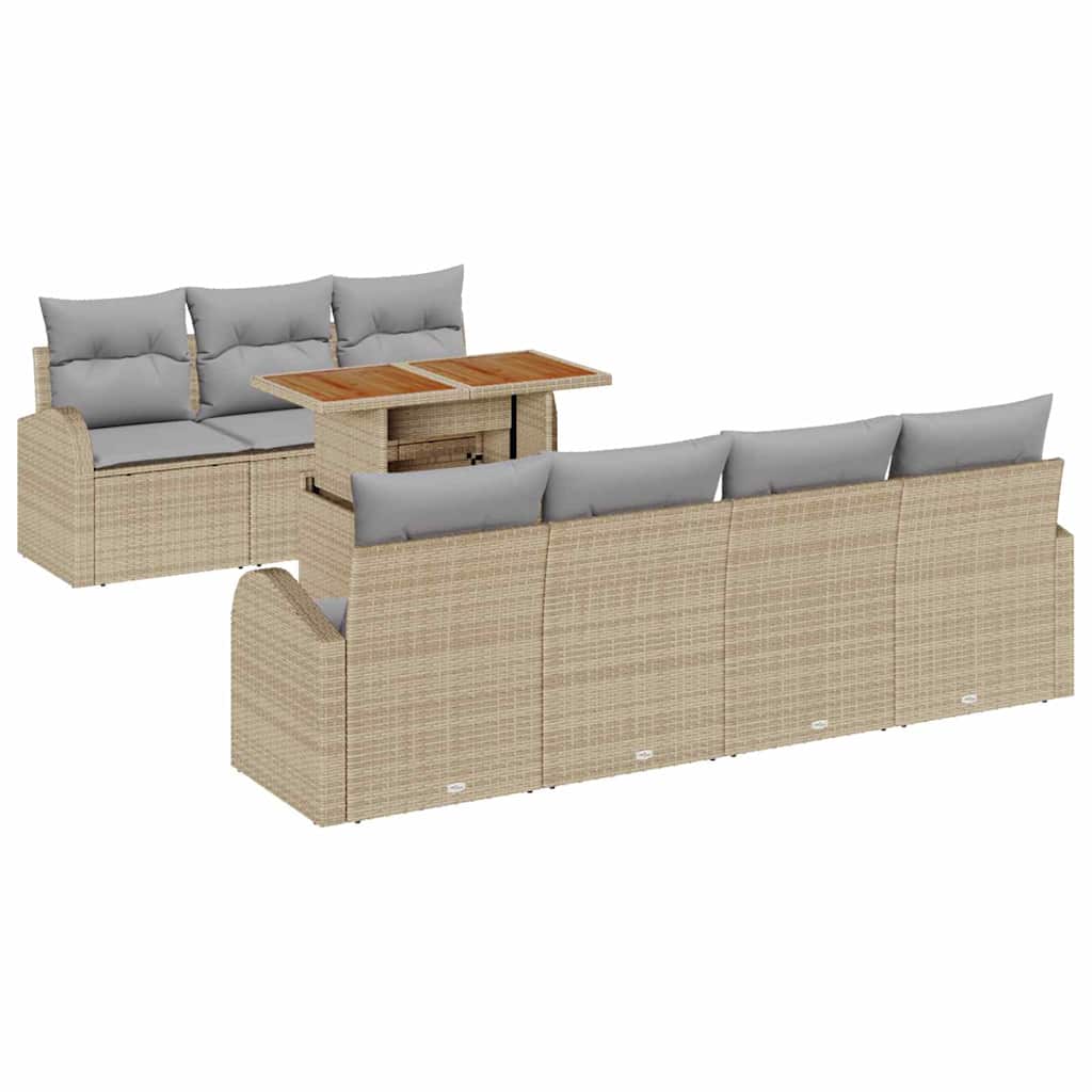 Tuin Sofa Set 8 st beige en lichtgrijs