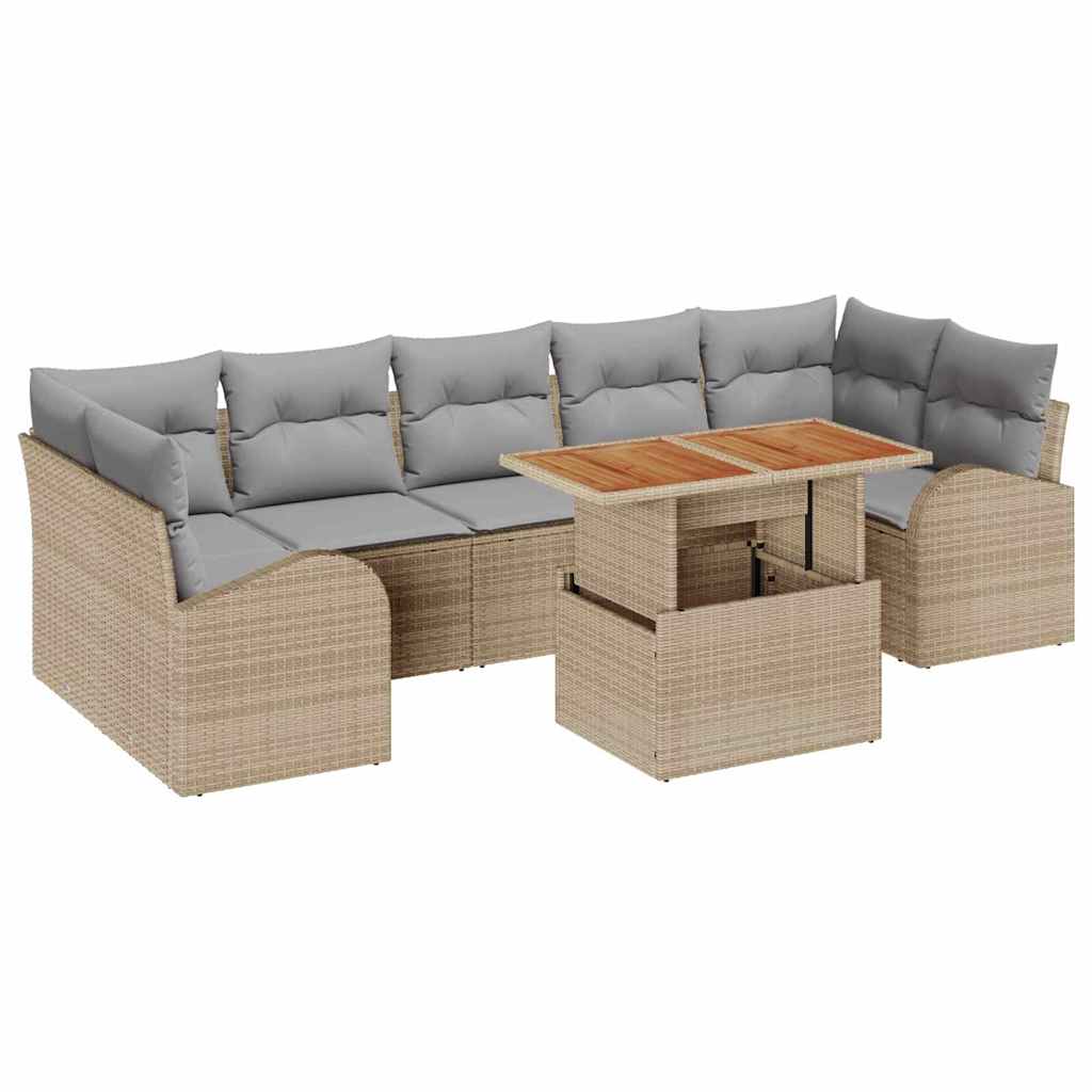 Tuin Sofa Set 8 st beige en lichtgrijs