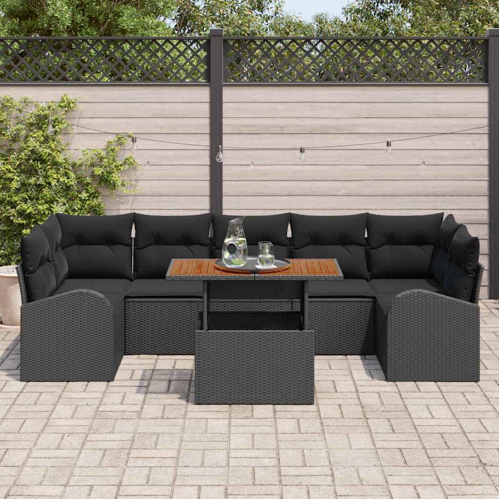 Tuin Sofa Set 8 st Zwart