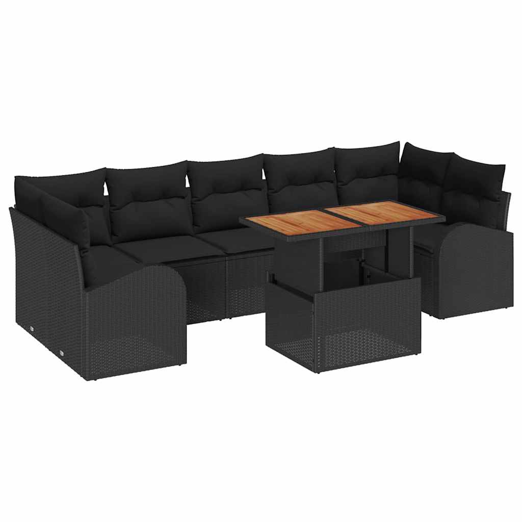 Tuin Sofa Set 8 st Zwart