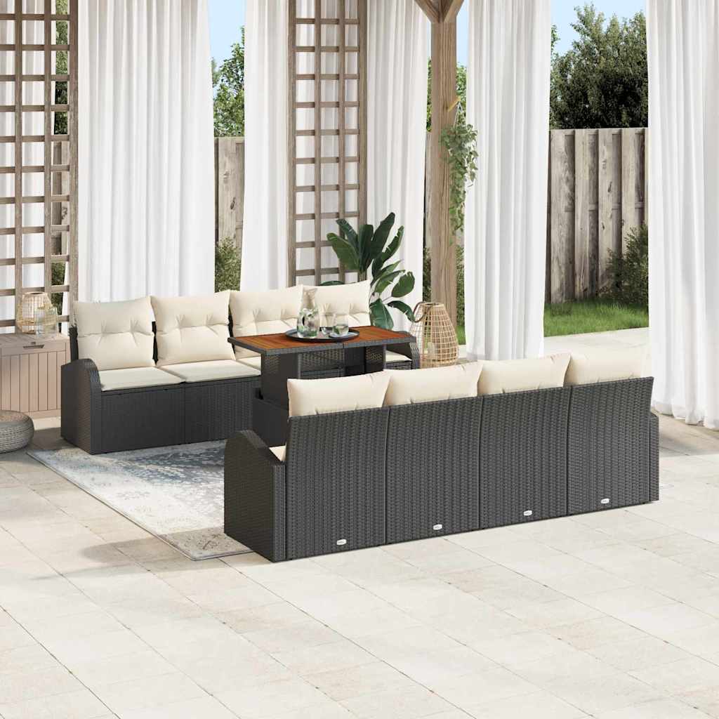 Tuin Sofa Set 7 st Zwart en crème