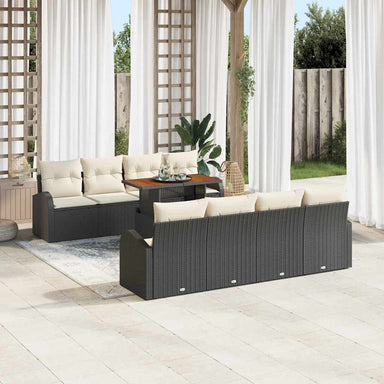 Tuin Sofa Set 7 st Zwart en crème