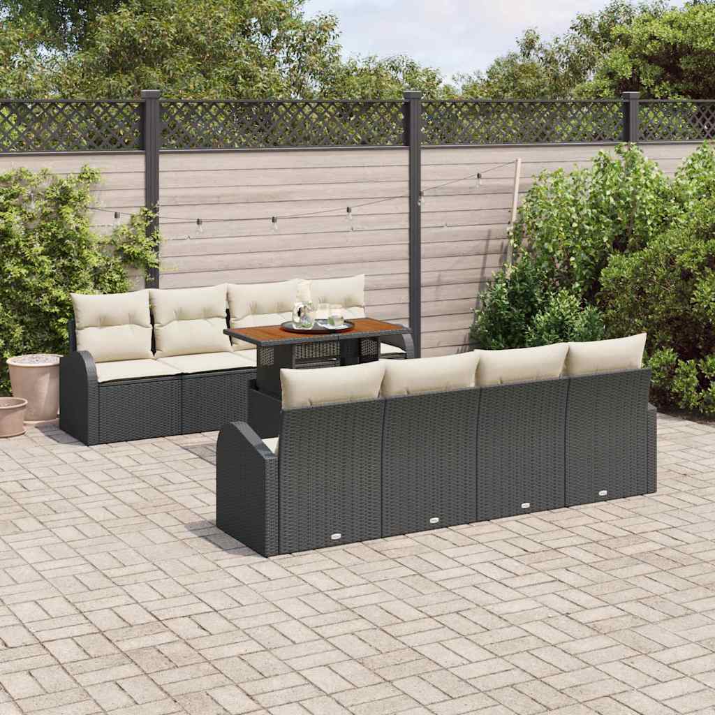 Tuin Sofa Set 7 st Zwart en crème