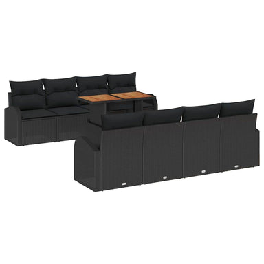 Tuin Sofa Set 7 st Zwart