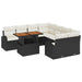 Tuin Sofa Set 9 st Zwart en crème