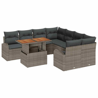 Tuin Sofa Set 9 st Grijs