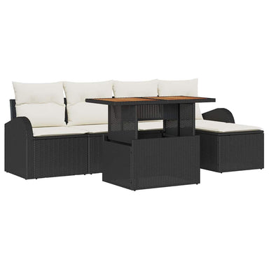 Tuin Sofa Set 6 st Zwart en crème