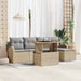 Tuin Sofa Set 6 st beige en lichtgrijs