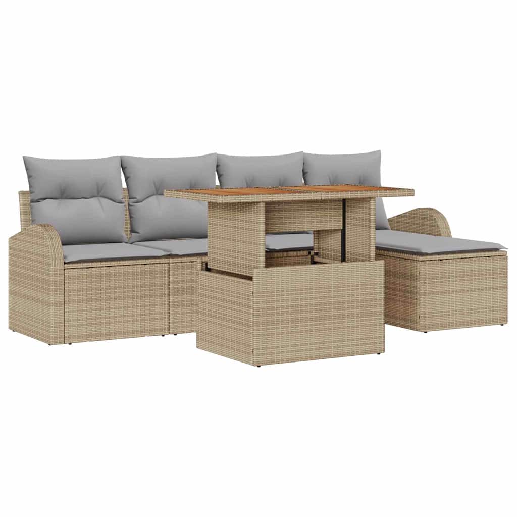 Tuin Sofa Set 6 st beige en lichtgrijs