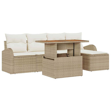 Tuin Sofa Set 6 st beige en crèmekleurig