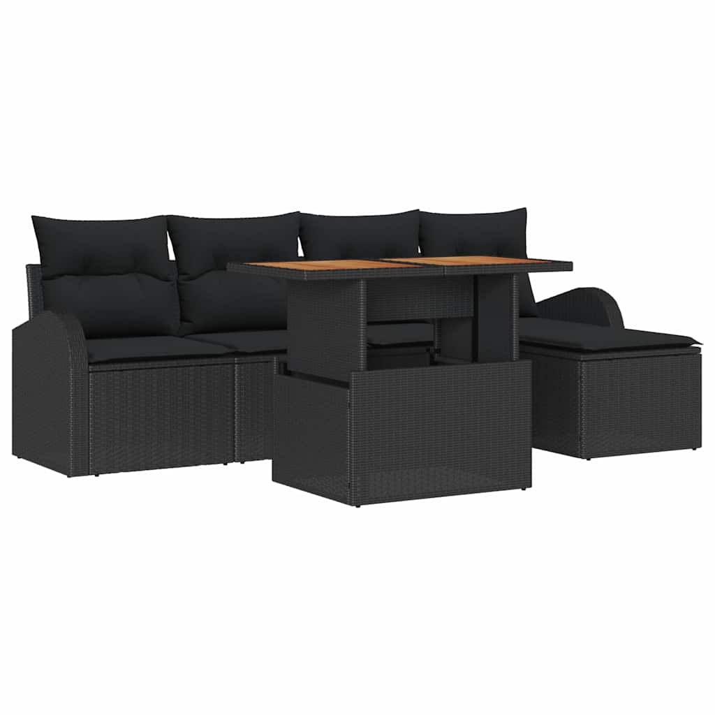 Tuin Sofa Set 6 st Zwart