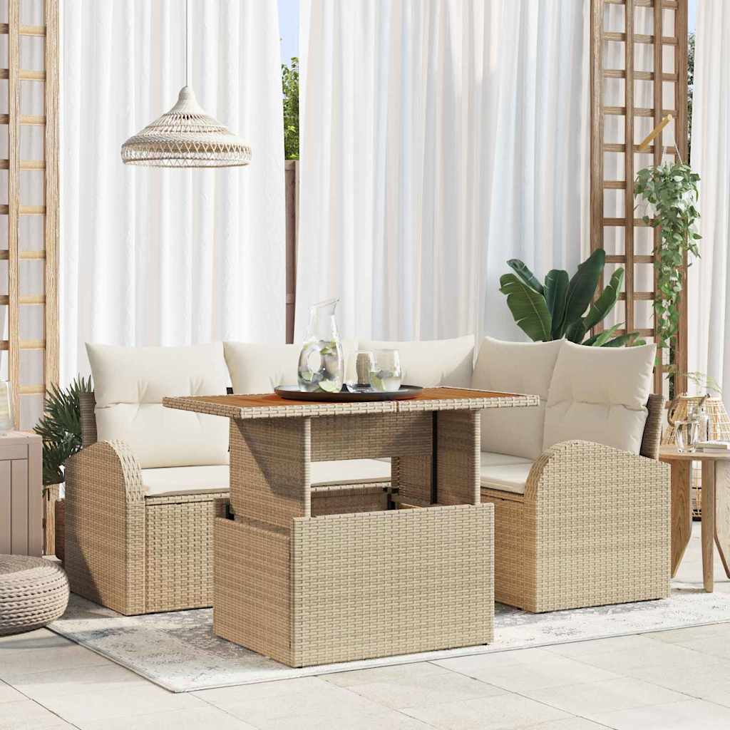 Tuin Sofa Set 5 st beige en crèmekleurig